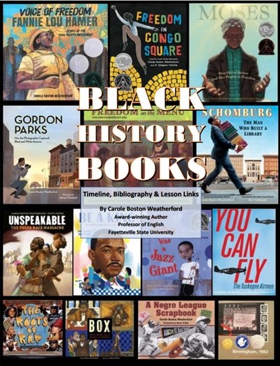 poetweatherford's tweet photo. ICYMI: FREE bibliography of my books on historical topics. Includes lesson links and a checklist of curriculum connections & target grade levels. Please share! https://t.co/U0nBdHU7UP https://t.co/hLSBWUacgv
