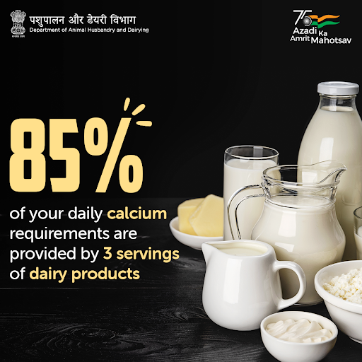 #MilkCalcium is readily absorbed in our bodies and helps build strong bones, muscles and teeth! 🦷🦴💪🏻

#AmritMahotsav #DairyIndia #Dairy #Health #Nutrition