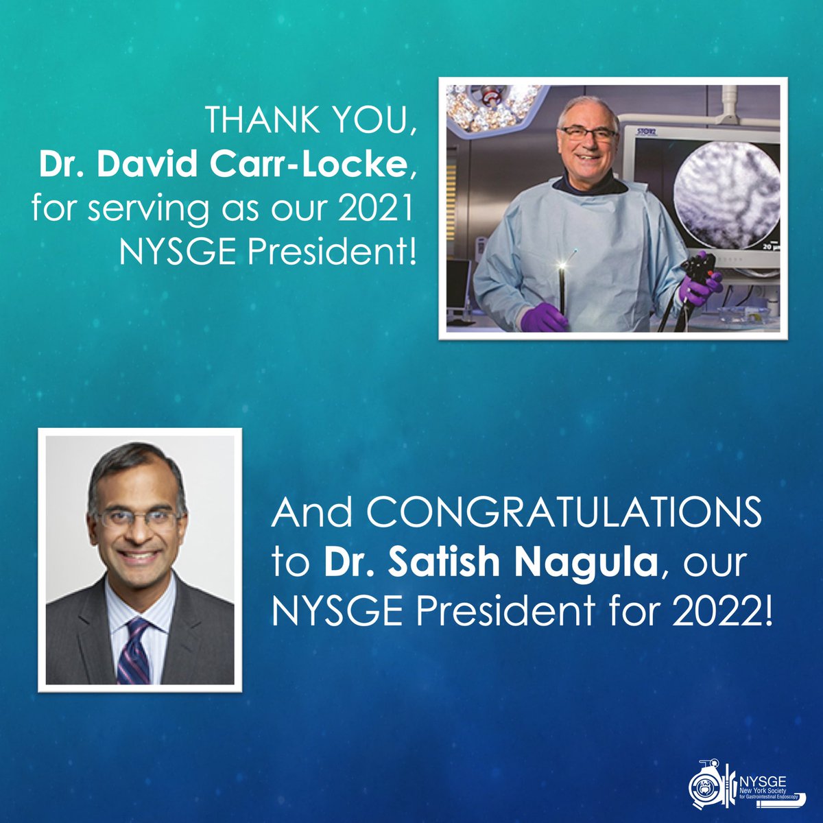 Congrats to Dr. Satish Nagula, our new #NYSGE President!