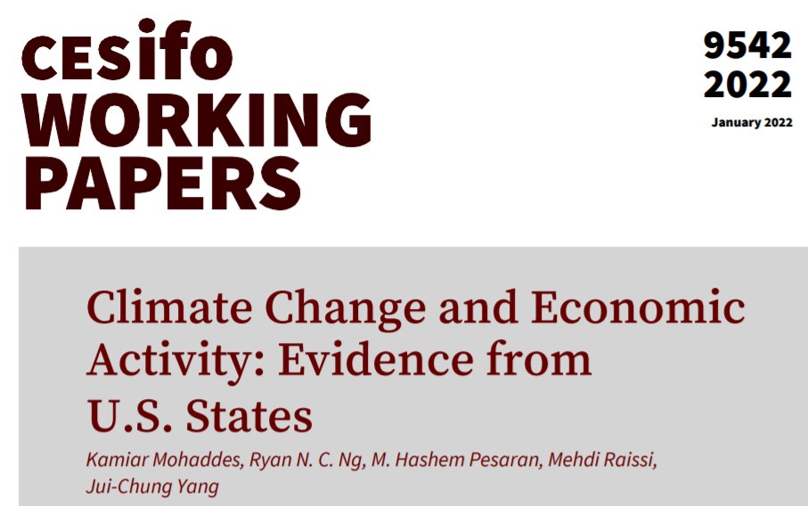 Climate Change and Economic Activity: Evidence from U.S. States | <a href="/KamiarMohaddes/">Kamiar Mohaddes</a> / Ng, Ryan N. C. / Pesaran, M. Hashem / Raissi, Mehdi / Yang, Jui-Chung | #EconTwitter cesifo.org/en/publikation…