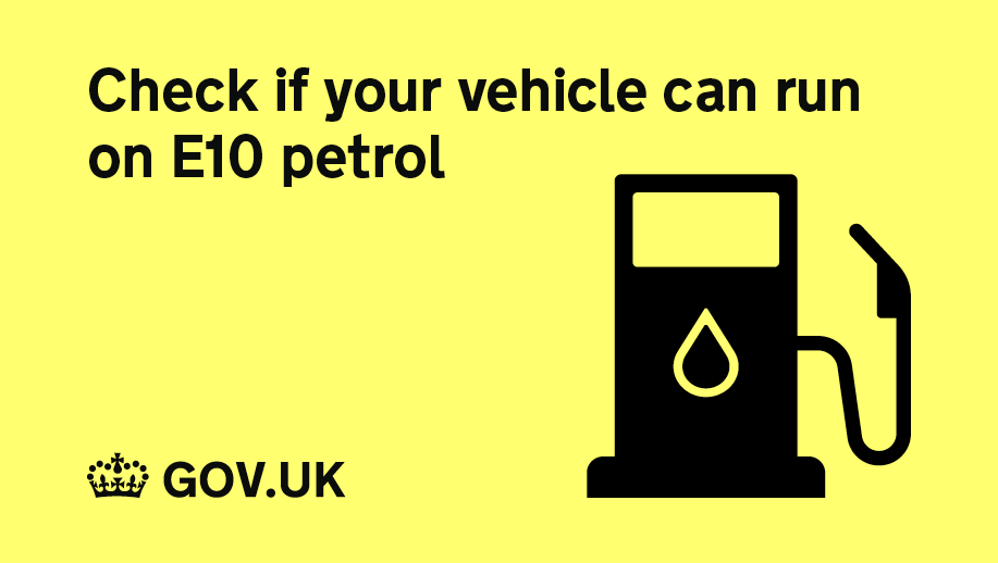 Check if your vehicle can run on E10 petrol.