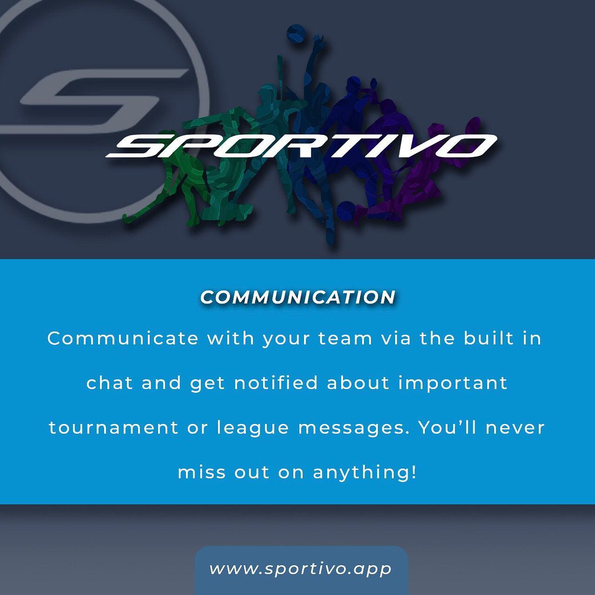 Sportivo_App's tweet image. Communicate with your team via the built in chat and get notified about important tournament or league messages. 
You’ll never miss out on anything! 
#sportivoapp #performanceanalysis #videocoding #teams #sport #sportmanagement
