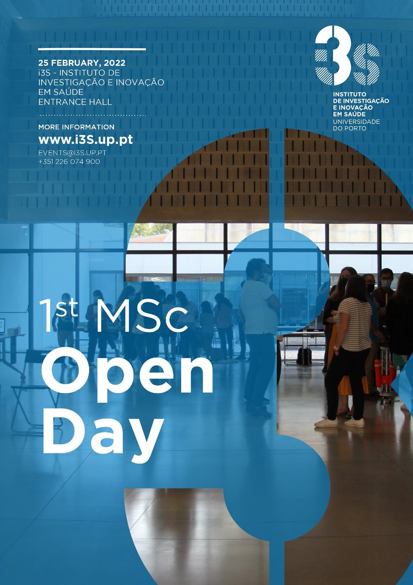 #i3S is hosting its 1st Open Day for MSc students looking for end-of-degree #labinternships. Scout dozens of opportunities and talk to current students and researchers!
Registration free but mandatory. 
More info: bit.ly/3omaw6L
#i3Sevent #i3Sgraduate #i3Sedu