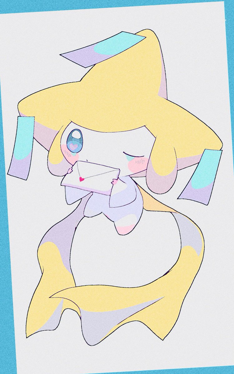 pokemon (creature) no humans solo holding one eye closed holding envelope blue eyes  illustration images