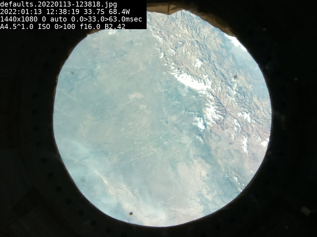 Drumroll please! It's our first Earth observation shot! Taken by the new visible light camera through a nadir window on the <a href="/Space_Station/">International Space Station</a>. Can you work out where it is from the Lat &amp; Long shown?