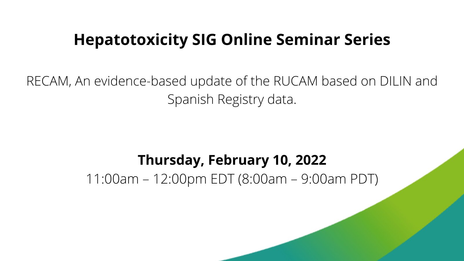 AASLD on Twitter "Join us for our February Hepatotoxicity SIG Seminar