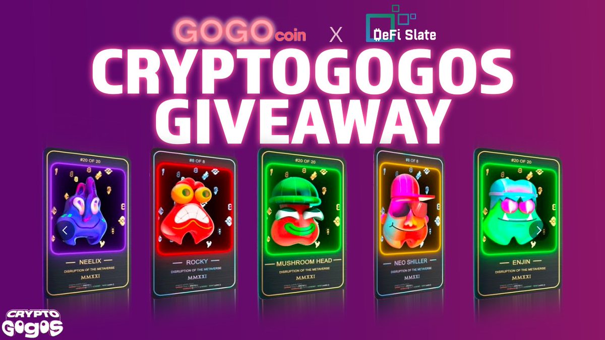 therollupco's tweet photo. 🚨NFT GIVEAWAY🚨
We’re teaming up with GOGO Coin to give away a SICK #CryptoGOGOs NFT🔥🔥
To enter:
1. Follow @GOGO_coin & @defislate
2. RT this tweet
3. Tag 3 friends
Winner is selected Feb 5th! https://t.co/X0OZcjAS9h