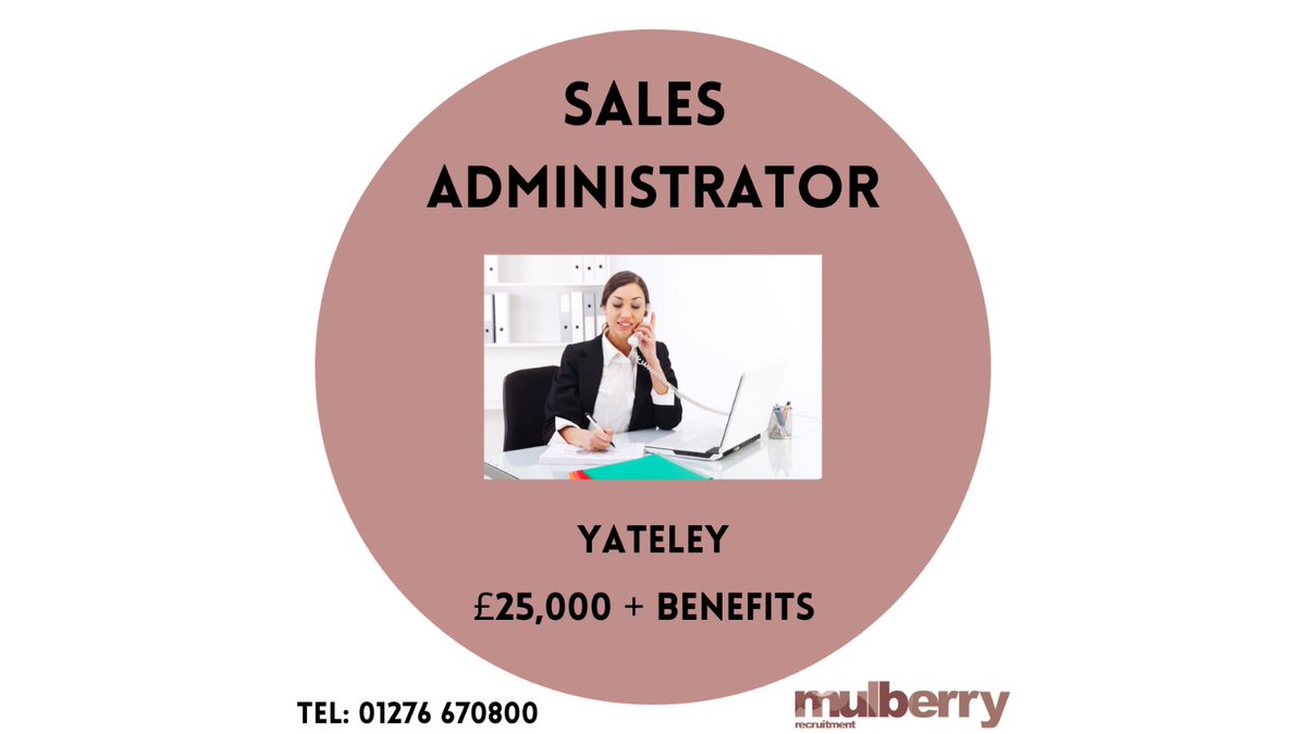 Our client based in Yateley is looking for a Sales Administrator to join their team🙂 

Apply now on our website 💻 >>

mulberryrecruitment.co.uk/job/sales-admi…

 #administrator #jobsinyateley #jobsincamberley