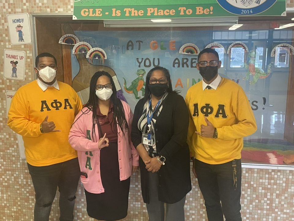 TIAlphas1906's tweet photo. The TI Bros couldn’t ask to be at a better place on World Read Aloud Day than with the bright &amp; enthusiastic young learners of @GLELizards ! So much fun and laughs, that we didn’t realize we were learning!📚🤙🏾 https://t.co/vKhLgKh6fz