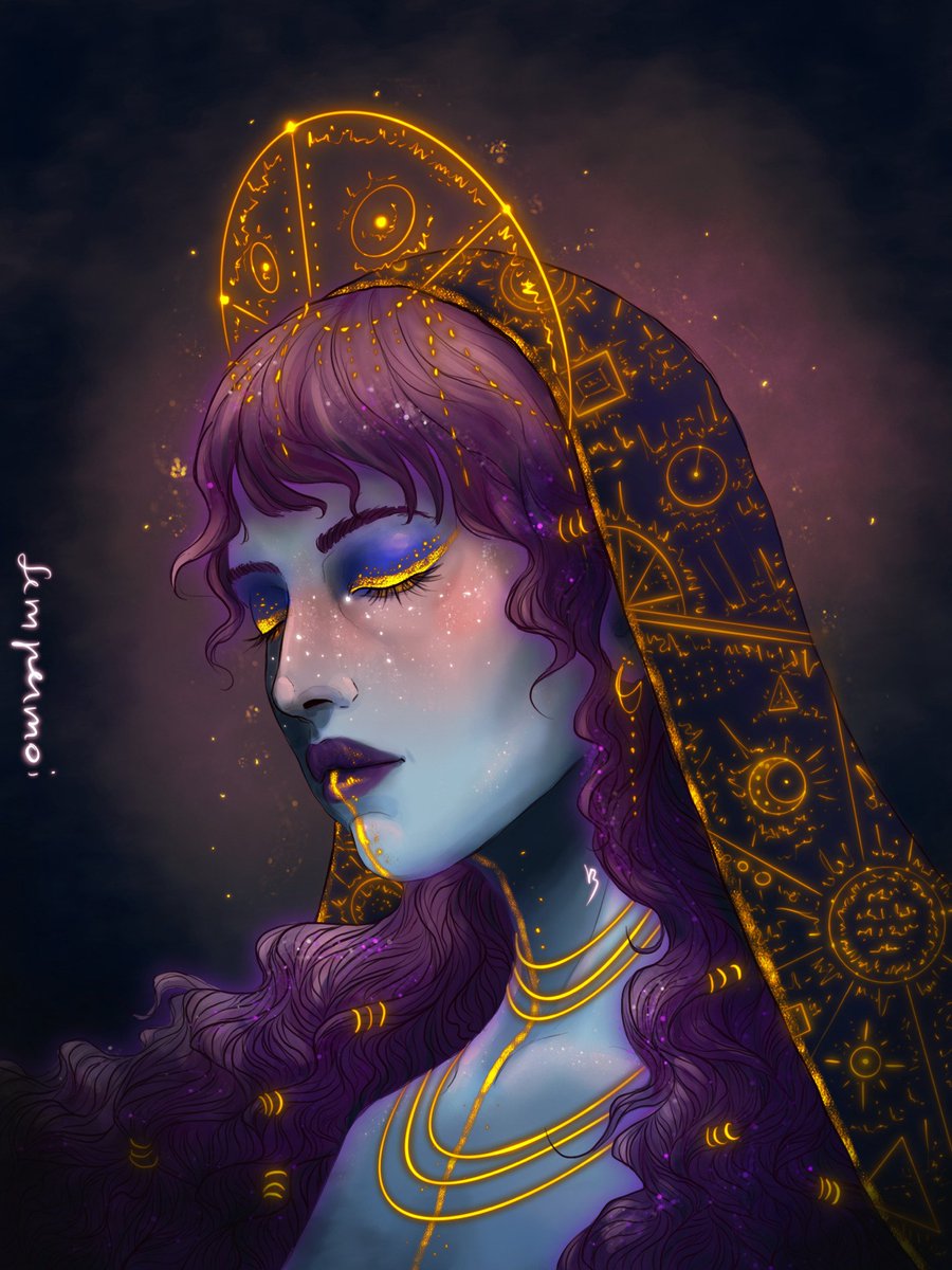 sempermoi's tweet photo. I'm really proud of this one: she's Dromaen, my goddess of Dreams, Illusions and Magic ^^

#art #artistsontwitter #Procreate #procreateart #digitalart #DigitalArtist #worldbuilding https://t.co/i6nP9D3FqN