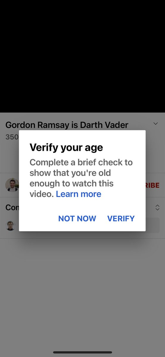 What the fuck is this @youtube? You want either my passport or bank details to watch Gordon Ramsay be Darth Vader? https://t.co/SRDNdKSWAu