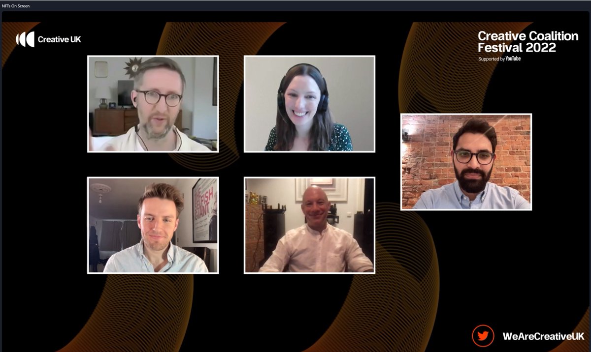 Great discussion on NFT's &amp; Film Funding at #CreativeCoalition with Rishi <a href="/PausTV/">ishtar ceballos</a>), Max Baron, @_lukedale, John Newby @jsnewby and Lizzie Williams. Clearly a whole new era of democracy is on the horizon but some issues with Plagarism and Intellectual Property rights to iron out.