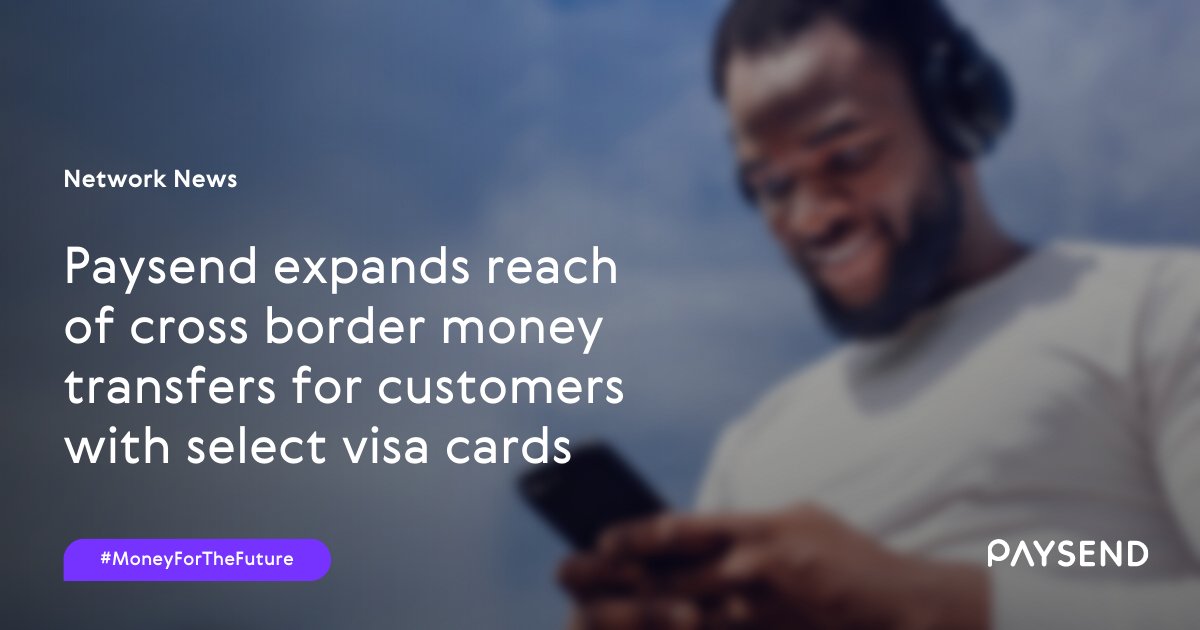 Paysend's tweet photo. HUGE news! We’re excited to be partnering with @Visa to give our US and UK customers the option to send funds to eligible Visa cards in even more countries and territories. Read the news here. https://t.co/1iUYwteRpw #fintech #payments #moneytransfer #moneyforthefuture https://t.co/QoZPVeDwOQ