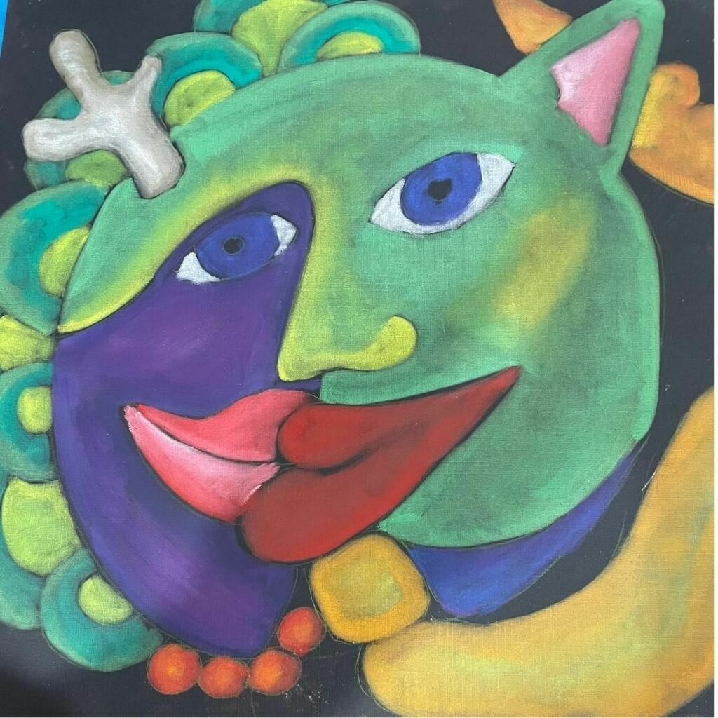 ArtChurchof's tweet photo. The Lovers. 2022. Pastel. #tarot #Lovers #funky #original art https://t.co/xpEFBW9R12 https://t.co/fuxWvU164d
