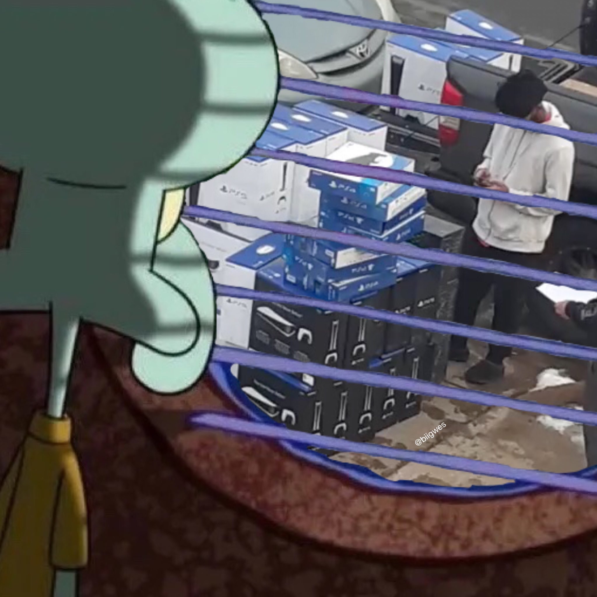 Squidward Looking Outside Window