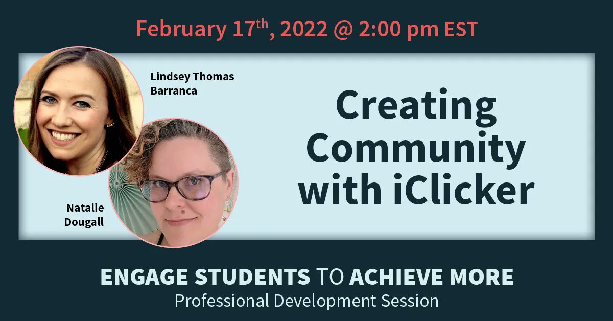 With iClicker you can turn any classroom into a community, whether that class is online, in-person, or hybrid. Learn more by registering for our #ProfessionalDevelopment Session "Creating Community with iClicker" (2/17 @ 2 PM ET) here: buff.ly/3r4vyZi #studentengagement