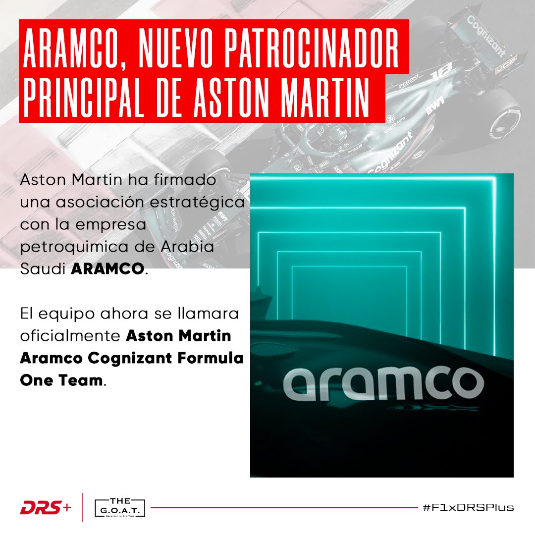 DRS_Plus's tweet photo. 👉🏻 @AstonMartinF1 anuncia nuevo patrocinador principal presente en la livery de su monoplaza.
#F1 #DRSplus #aramco #AstonMartin https://t.co/3VqMWfkQd6