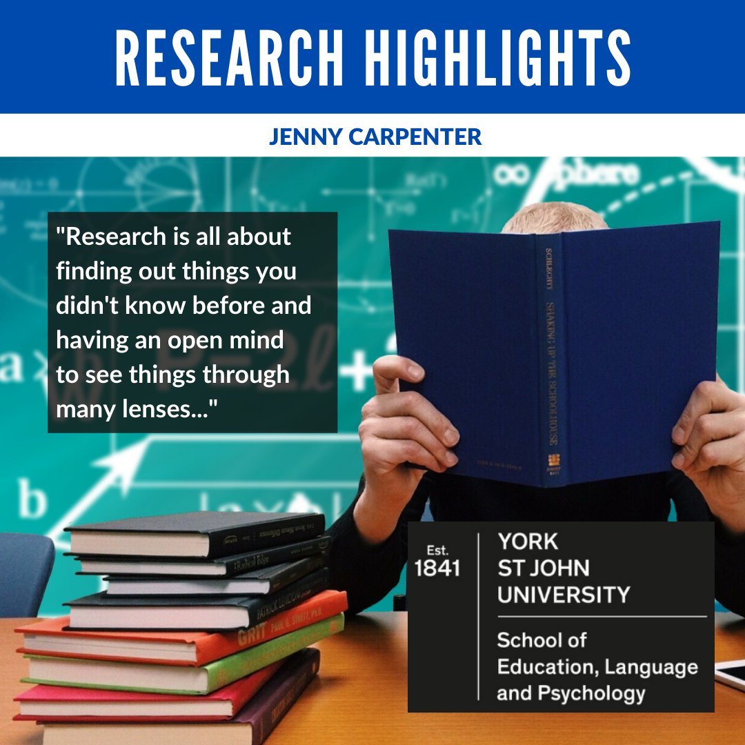 ysjschoolofelp's tweet photo. Research Highlights from staff in the School of Education, Language and Psychology at York St John University. We talked to Jenny Carpenter about her research.

https://t.co/asPVg0EHw9 

For more on our amazing staff and their research, watch this space!

#ELPResearchHighlights https://t.co/JQ7RSyu7qU