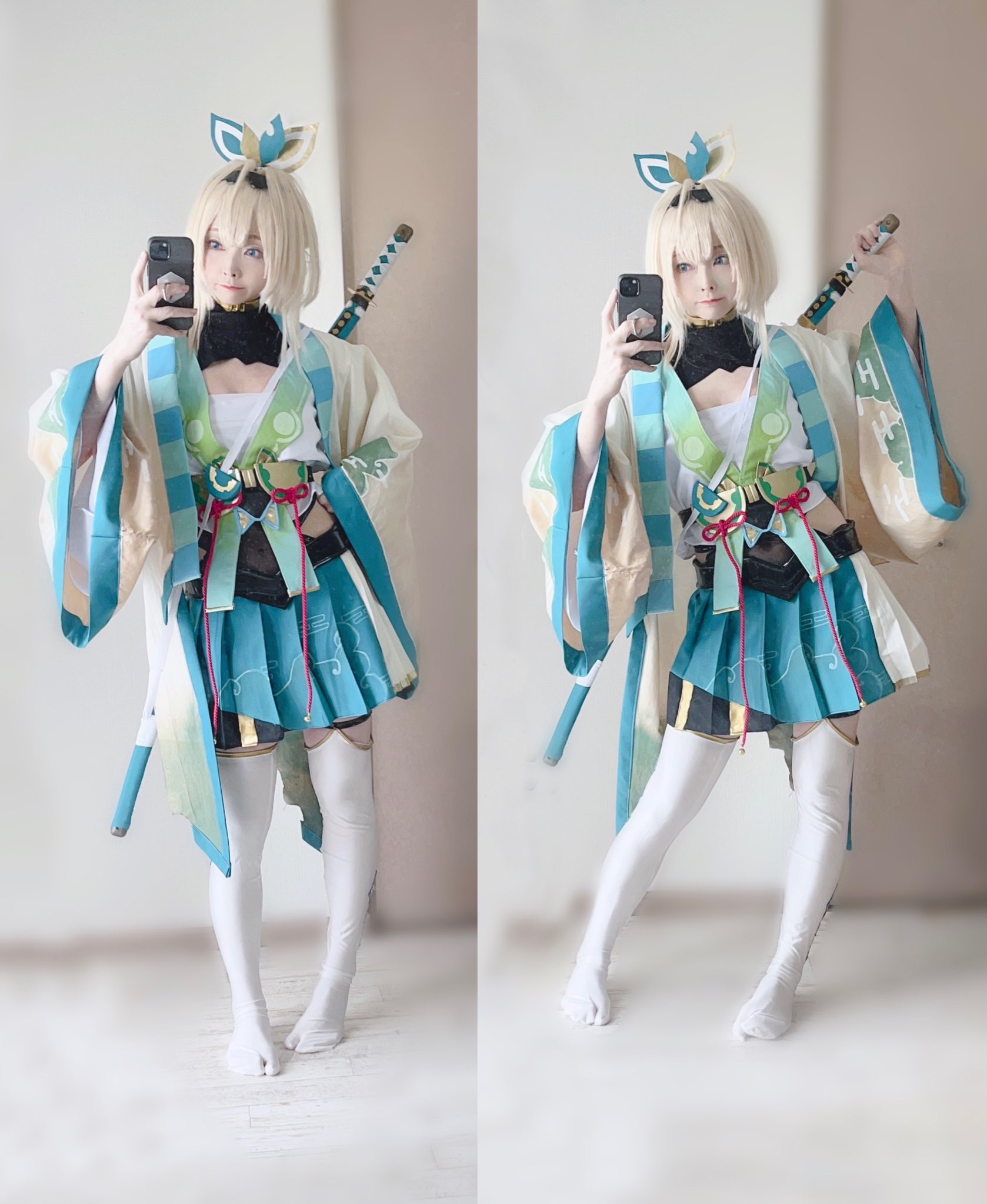 グリーン・ホワイト系 完成品♪ ホロライブ 風真いろは コスプレ衣装
