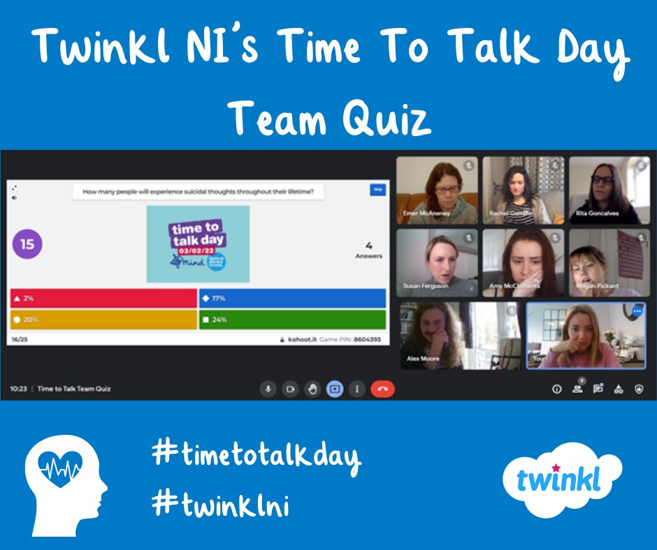 Team Twinkl NI took part in Time To Talk Day in partnership with <a href="/InspireWBGroup/">Inspire</a>  🗣
Time to Talk Day is the nation's biggest mental health conversation. It's the day that friends, families, and workplaces come together to talk, listen and change lives. #TimeToTalkDay #TimeToTalk