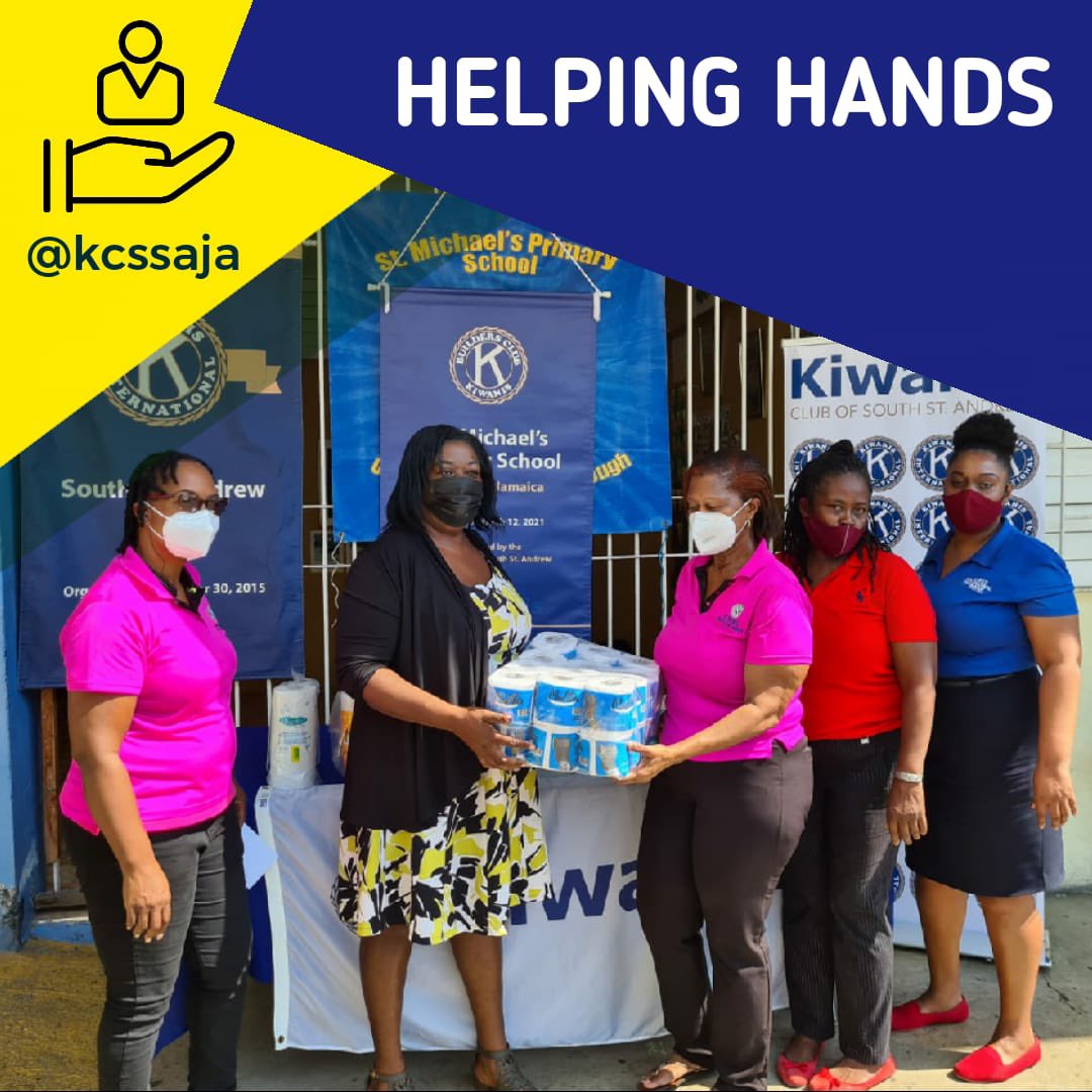kcssaja's tweet photo. On Friday, January28, 2022 the Ladies of KCSSA donated sanitizing items to the St. Michael's Primary School in our Helping Hands Project. #HELPINGHANDSPROJECT https://t.co/V2uWZjwzOz
