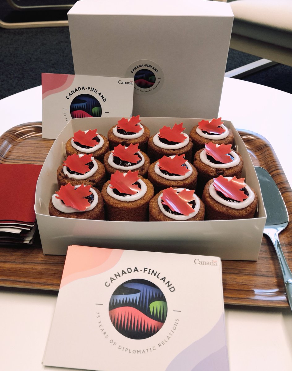Thank you <a href="/CanEmbFinland/">Canada in Finland</a> for a delicious coffee break 🍁 to kick off celebrations of 75 yrs of diplomatic relations between 🇫🇮&amp;🇨🇦. A special relationship worth celebrating! #CANFIN75 #democracy #equality #multilateralism #sustainability #opentrade #Arctic