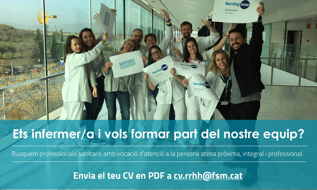 FSM Fundació Sanitària Mollet (@fsmhospital) on Twitter photo Des de l'Hospital de Mollet es convoquen places de #TCAI i places d'#infermeres, per a les unitats de crítics, àrea quirúrgica, hospitalització, urgències i consultes externes en diferents torns.
✍️Estàs interessat? Només cal que escriguis i adjuntis CV en PDF a cv.rrhh@fsm.cat Des de l'Hospital de Mollet es convoquen places de #TCAI i places d'#infermeres, per a les unitats de crítics, àrea quirúrgica, hospitalització, urgències i consultes externes en diferents torns.
✍️Estàs interessat? Només cal que escriguis i adjuntis CV en PDF a cv.rrhh@fsm.cat