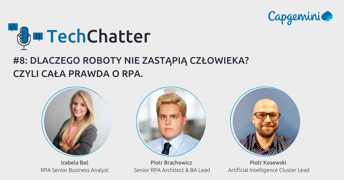 CapgeminiPl's tweet image. Roboty, boty i inne automaty. Dzisiaj w podróż po krainie robotyzacji zabiorą Was nasi eksperci: Izabela Baś, Piotr Brachowicz oraz Piotr Kosewski.🦾
➡ spoti.fi/3rlBZYb

#TechChatter #capgeminipolska #capgeminipl #podcast #experts #robots #AI #GetTheFutureYouWant