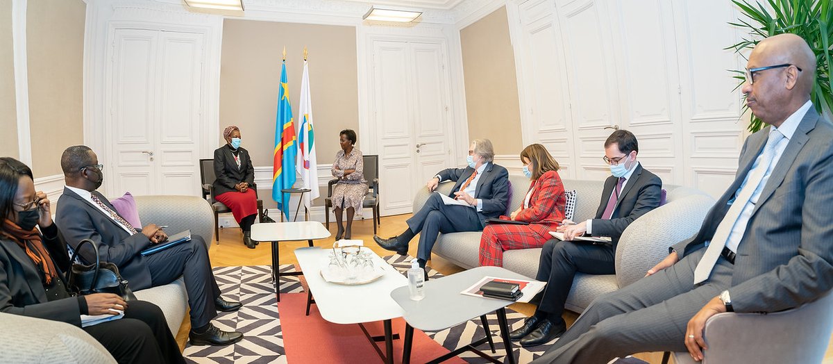 #9èmeJeuxFrancophonie Mardi 1er Fév. 22, SEMme Isabel Machik Ruth TSHOMBE, en sa double qualité d'Ambassadeur et de Représentante personnelle du Chef de l’État à la Francophonie, a rencontré la SG de l'OIF, Mme Louise MUSHIKIWABO. Crédits photos ©Alex THARREAU