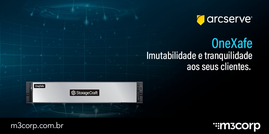 m3corp's tweet photo. O OneXafe da StorageCraft e Arcserve garante a eliminação das ameaças, as ineficiências e os gargalos nas infraestruturas de backup, com o melhor de tudo: imutabilidade dos dados. Conheça a solução entrando em contato com a M3Corp: https://t.co/ES6PcMTPlv https://t.co/LwNGVxTtd2