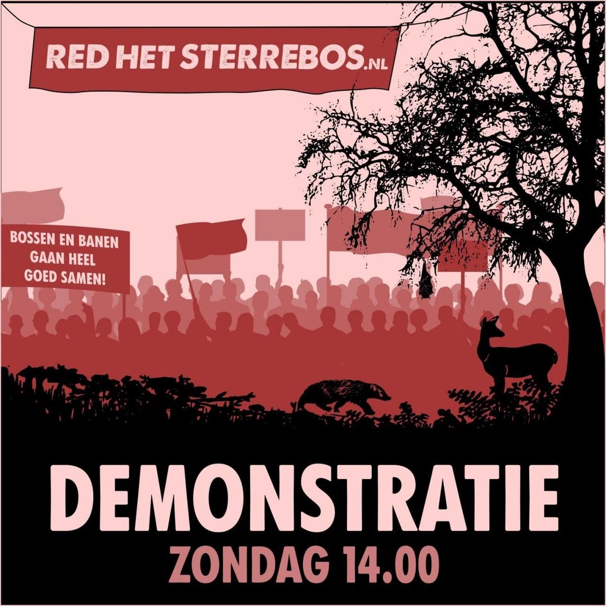 RedHetSterrebos's tweet photo. 🌳🦇🔥 As zondag landelijke demonstratie: Steun de bosbeschermers in het Sterrebos!🔥🦇🌳
Doe mee, kom en laat je steun zien op 6 feb.
Er worden bussen vanuit de randstad geregeld. 
Schrijf je hier in: https://t.co/6sILvq3RcI
#RedHetSterrebos https://t.co/hZcCrqkjK8