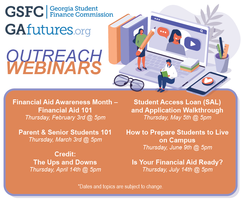 Have you registered for our Financial Aid 101 Webinar tonight? You can register for this webinar and more here: 

gsfc.eventbrite.com