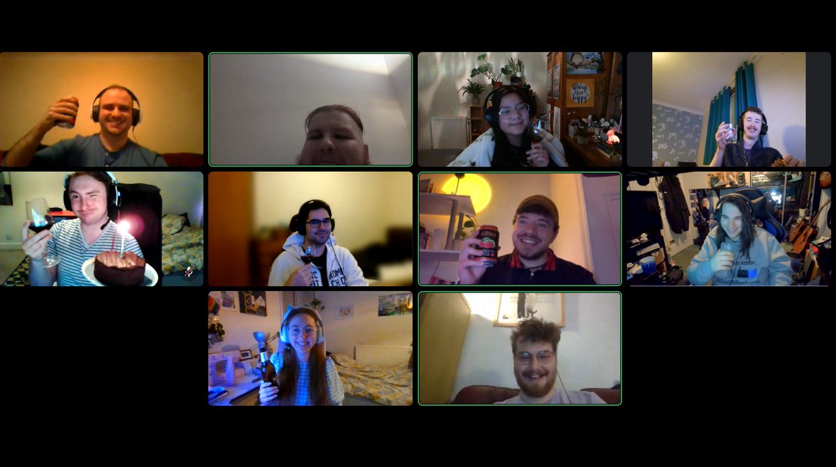 Astrodreamer_'s tweet photo. Some of our team getting a little Merry celebrating our 1st Birthday on discord last night. Hope you all have a wonderful rest of day, I’m sure this lot will have sore heads and blurry eyes. 🤣🍾🥳 #indiedev #IndieGameDev #indiegames #gamedev #ThursdayMotivation https://t.co/VlKY0SSb3z