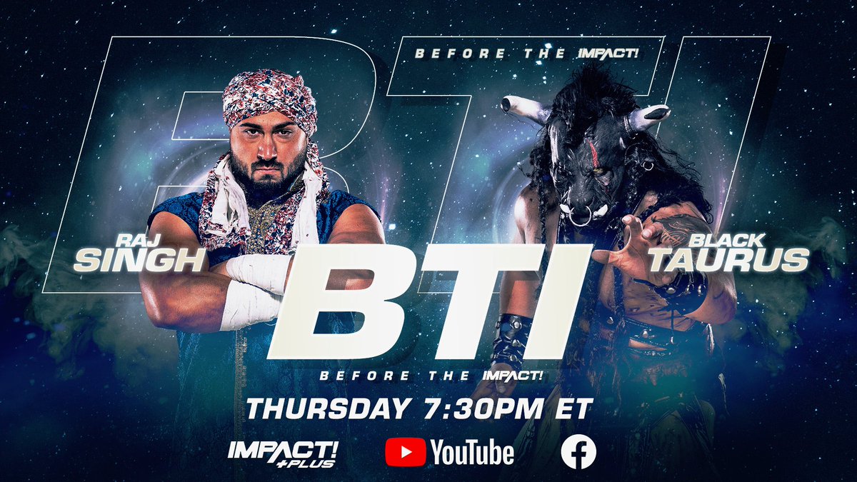 KaydrianWebb's tweet image. Today on @IMPACTWRESTLING on @AXSTV:

-3pm ET #BoundForGlory 2009
Featuring World Title
@Sting 🆚 @AJStylesOrg

-7pm ET #Impactin60 #JimmyRave Tribute featuring Tag Matches w/@LanceHoyt

-#BTI 7:30 via YouTube
Raj Singh
🆚
@Taurusoriginal

-8PM #IMPACTonAXSTV #ImpactWrestling