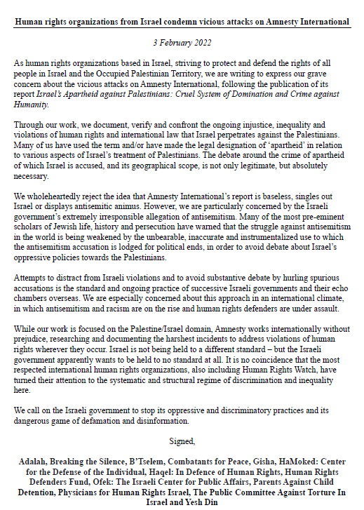HaMokedRights's tweet image. Human rights organizations in Israel condemn vicious attacks on @amnesty 
"The debate around the crime of apartheid of which Israel is accused, and its geographic scope, is not only legitimate, but absolutely necessary..."
