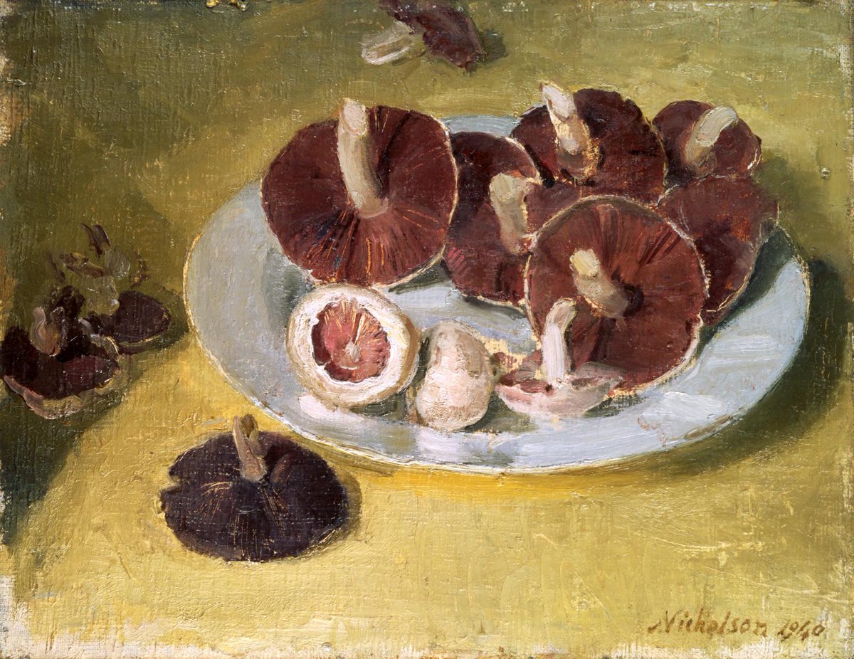 Tate_StIves's tweet photo. Sir William Nicholson born #OTD  in 1872

Father of artist #BenNicholson, William was a British painter of still-life, landscape and portraits. 

Read more here https://t.co/6Ljo1RZtky

Sir William Nicholson Mushrooms 1940 © Tate https://t.co/yNzG4QDPQq