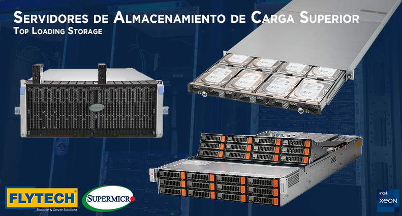 FlytechSA's tweet image. Los servidores de almacenamiento @Supermicro_SMCI #TopLoading están disponibles en 1U, 2U y 4U y están diseñados para la última generación de procesadores @intel. +info ow.ly/BoLI50HLtzR #supermicro #intel #servidores #storage #solucionesIT