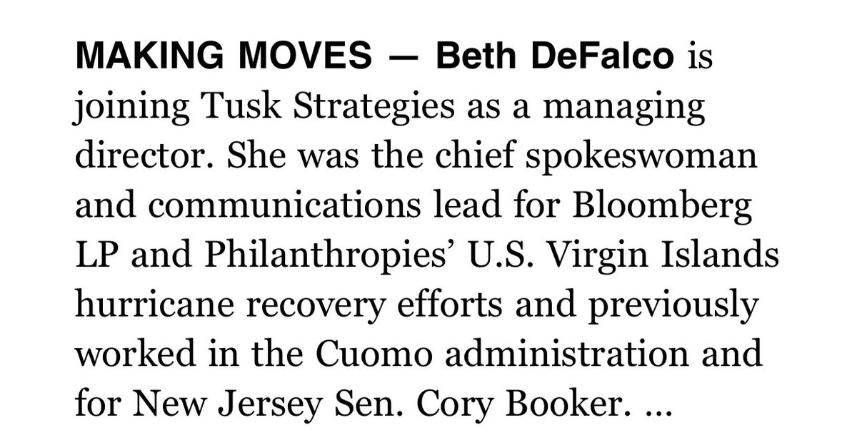 So pumped to have @BethDeFalco join the team as Tusk’s latest MD!