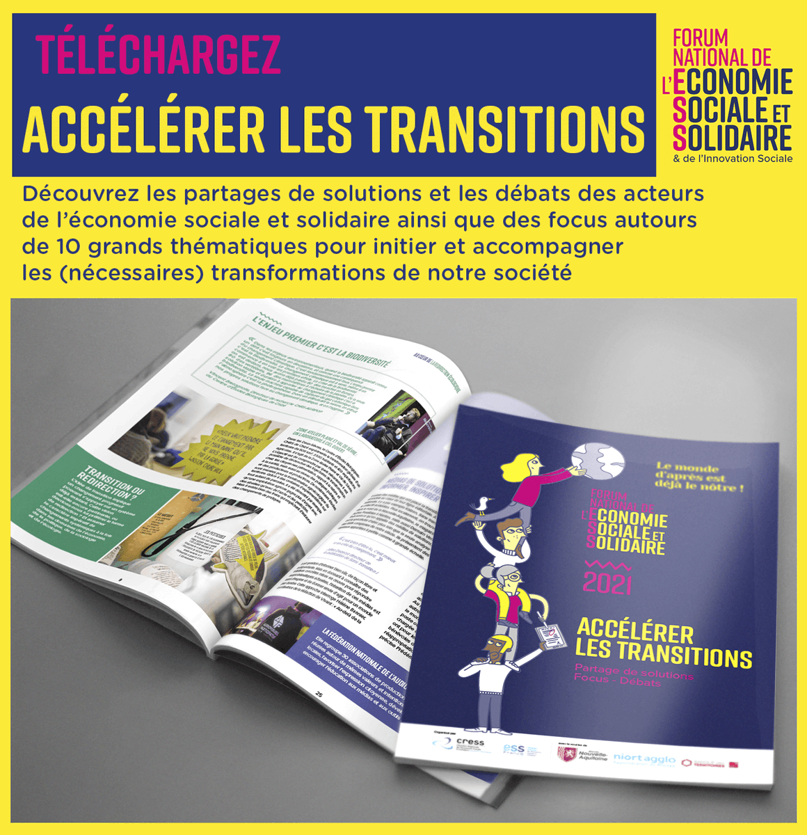 [#ESS #Livrable]
📰Le magazine du #ForumESS est sorti !👏

📢Retrouvez des prises de paroles d’acteurs, des débats et des partages de solutions
forum-ess.fr/?MagazinE2021

✅Redirection éco, Habitat, Citoyenneté économique, 
Médias, Innovation sociale, Emploi,  Coopération...