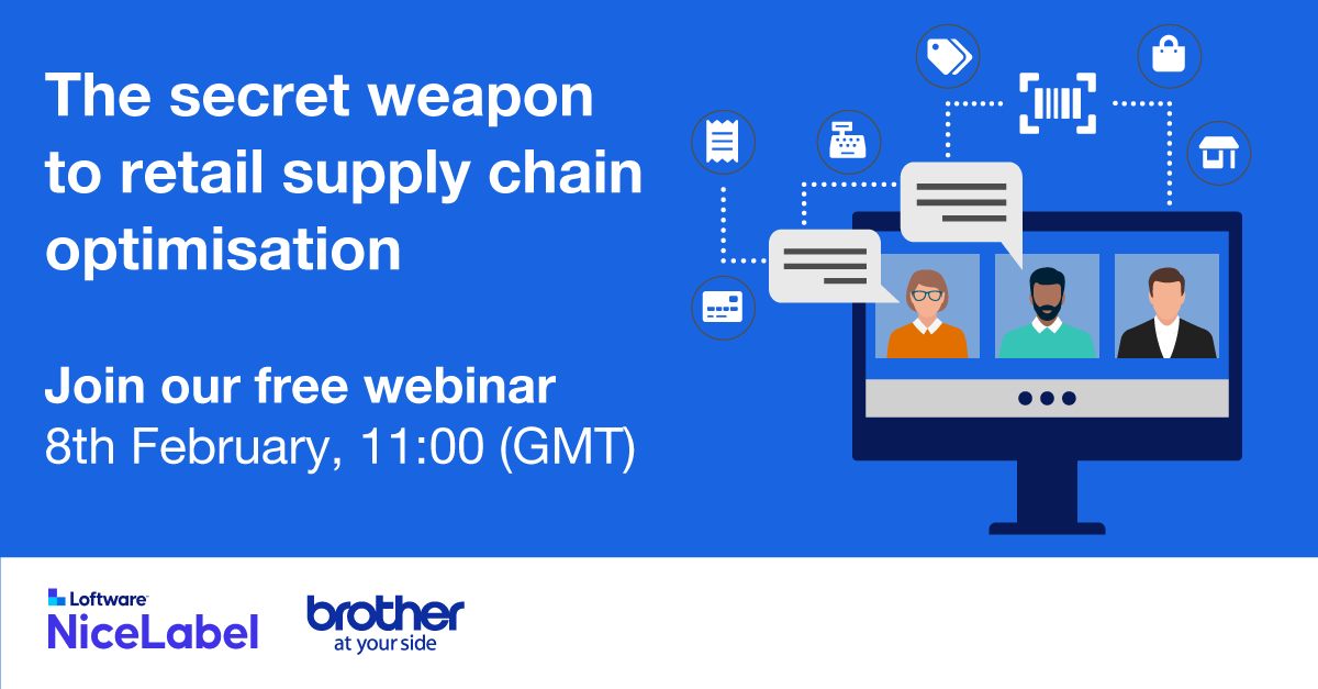 Brother_UK's tweet photo. Join Loftware & Brother as we discuss why #barcodelabels are the secret weapon for #retail operations & how they can be used to optimise your #supplychain https://t.co/NIKIpawHfj https://t.co/UryMJg9p1v