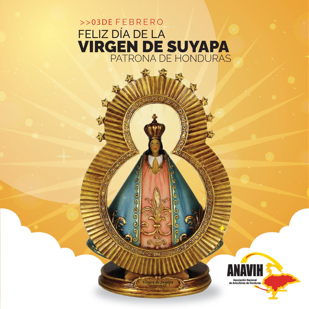 ANAVIHHONDURAS's tweet photo. En 1925, el Papa Pío XI la declaró Patrona de Honduras bajo el título de Nuestra Señora de Suyapa. Es por eso que hoy, 3 de febrero, se celebra a nuestra Virgen de Suyapa, Patrona de Honduras.
#ANAVIH #AdvocacióndeMaría #NuestraPatrona #VirgenDeSuyapa https://t.co/Vnjs5KJZcw
