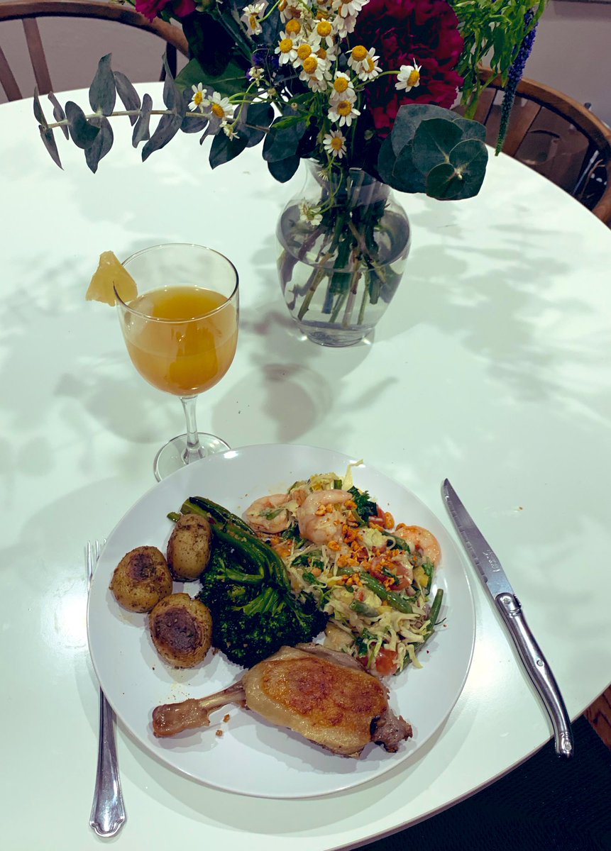 gsole's tweet image. Had our first @wecohospitality meal last night. Duck confit and a marinated shrimp salad. Too easy and so delicious. But the “Tropic like it’s hot” stole the show. #dinnersolved