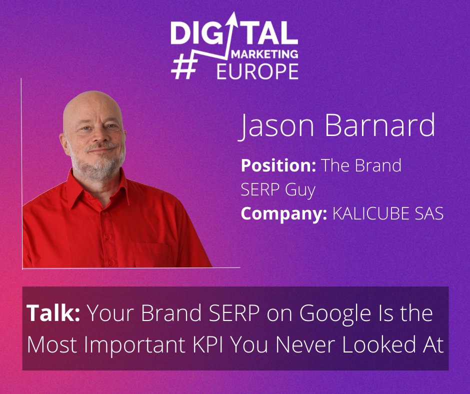 TeamKalicube's tweet image. Why is your #BrandSERP in Google the most important KPI in your #digitalstrategy? Learn the TOP 3 reasons at the upcoming @DME_Conference on March 30, 2022 with the groovy @jasonmbarnard :)
 
Tickets here &amp;gt;&amp;gt;
digitalmarketingcon.eu/get-your-pass/
Discount code: Jason10

digitalmarketingcon.eu/Jason-Barnard/