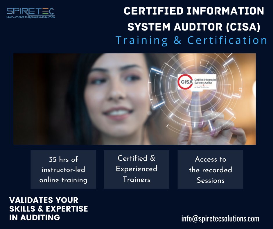Spiretec_Train's tweet image. Read the blog about Benefits of CISA Certification.

Click on the link : bit.ly/3ooD9Al

#cisa #cisatraining #learncisa #cisacertification #blog #cisablog #article #training #onlinetraining #learning #spiretecsolutions