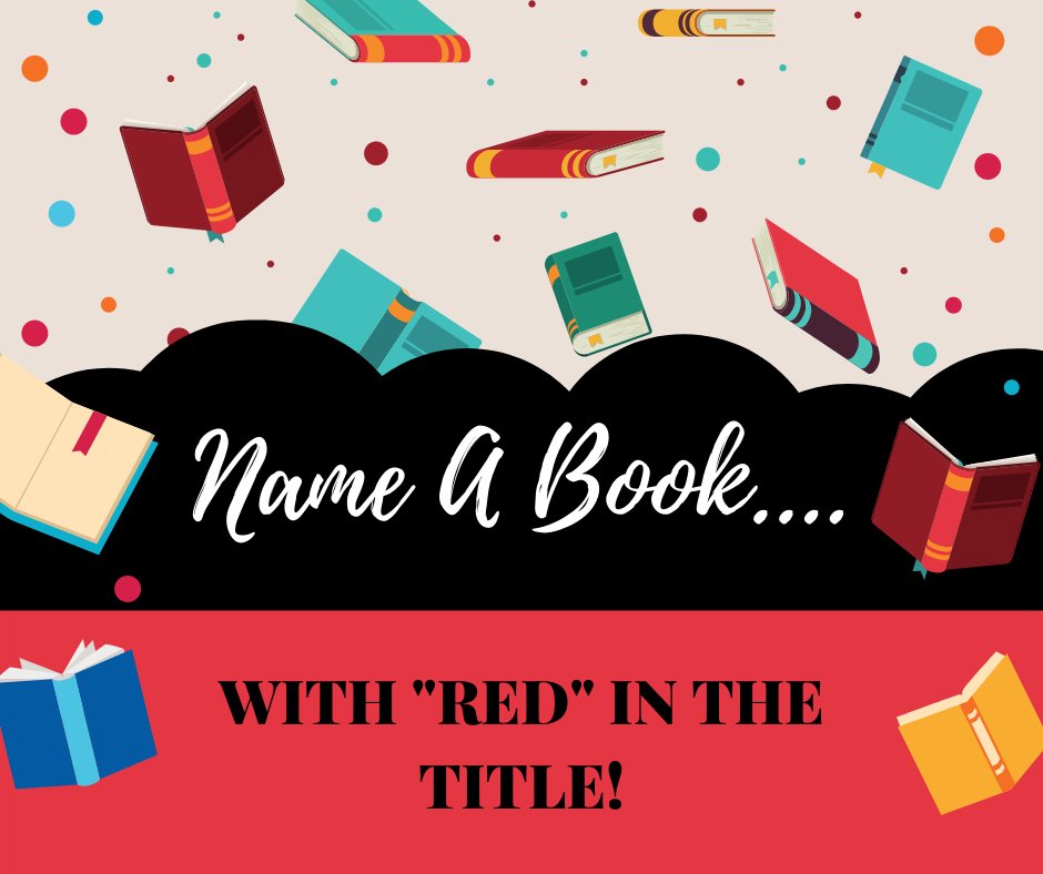 ClayLibrary's tweet image. Book lovers try this challenge! Here is the rule: Name the title of a book for the category listed. 

 #NameABook #FridayFun #ClayCoLibrary
