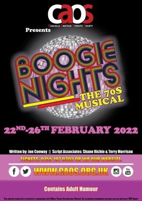 DramaGroups's tweet photo. Coalville Amateur Operatic Society (CAOS) present "Boogie Nights" see https://t.co/XH5G8Ihl7H #Shows #UK #Feb2022 @CAOSchair - you can list your Show at https://t.co/XH5G8Ihl7H absolutely free! message @DramaGroups or email contact@dramagroups.com #amdram #breakaleg https://t.co/1OK4Wqohgc