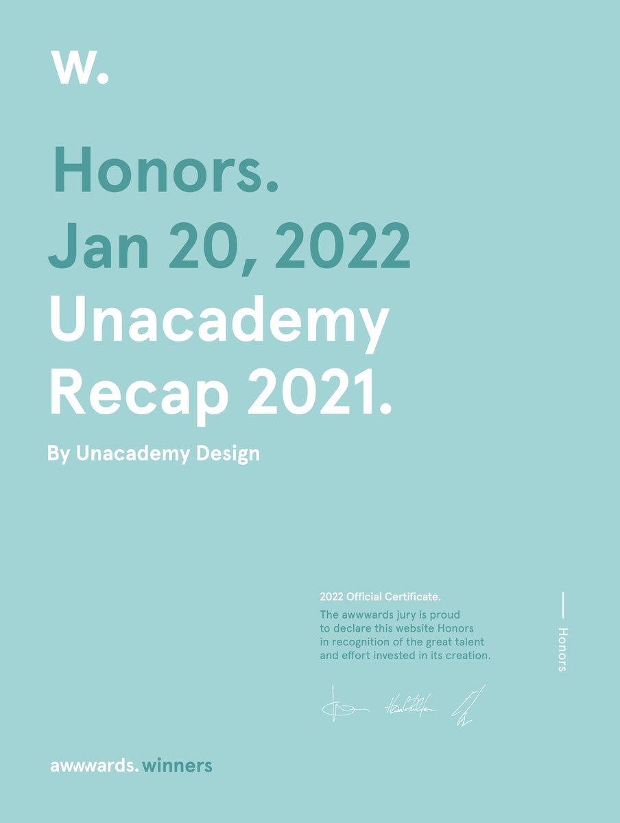 ... and here we are with recap.unacademy.com 🥳
Kudos to the team for making it to <a href="/awwwards/">awwwards.</a> ❤️
-
<a href="/unacademytech/">Unacademy Tech</a> <a href="/unacademy/">Unacademy</a>
