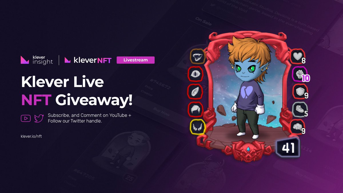 klever_io's tweet photo. 🔥 #KleverLive #Giveaway 🔥

Enter our giveaway &amp; stand a chance to win a #mythic @devikins_game #NFT! 

1⃣ Follow @klever_io on #Twitter
2⃣ Comment on our latest live #video
3⃣ Subscribe to the #Klever #YouTube channel

Good luck ⤵️
https://t.co/OuGWa0Sqb8 https://t.co/FUAbznc4ib