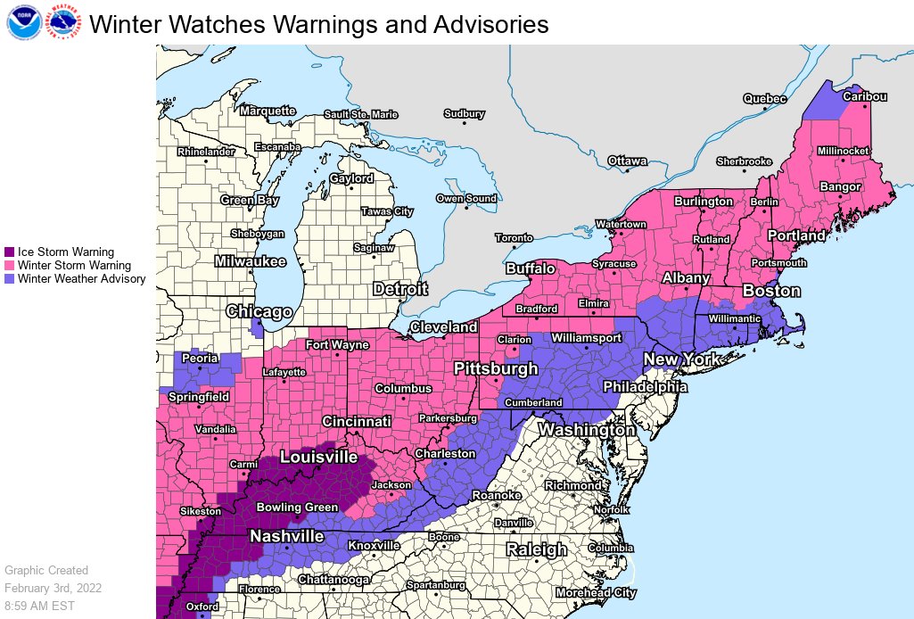 NWSEastern's tweet photo. Colder air continues to push slowly south and east this morning across the Ohio Valley and eastern Great Lakes, causing the rain to change over to freezing rain, sleet, and snow. Here are the latest snowfall and ice accumulation forecasts. https://t.co/nOo0Ymhnbh