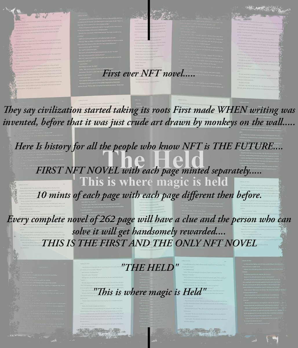 first_nft_novel's tweet photo. @cometwtf First NFT novel 
Be part of history 
Be the first to own a page 
https://t.co/Ho8DQs3RMr https://t.co/RjRs73jn5b